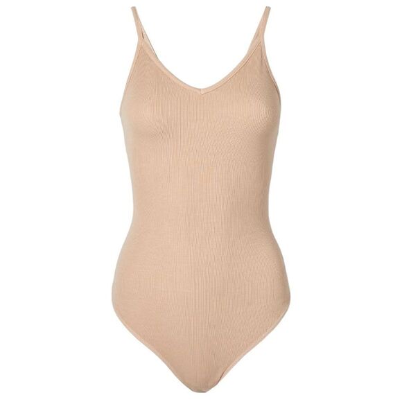 NEW Agolde Nude V Neck Spaghetti Strap Bamboo Bodysuit Size XS - Picture 3 of 7